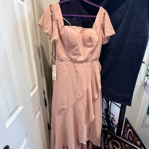 Elegant Asymmetrical Blush Dress